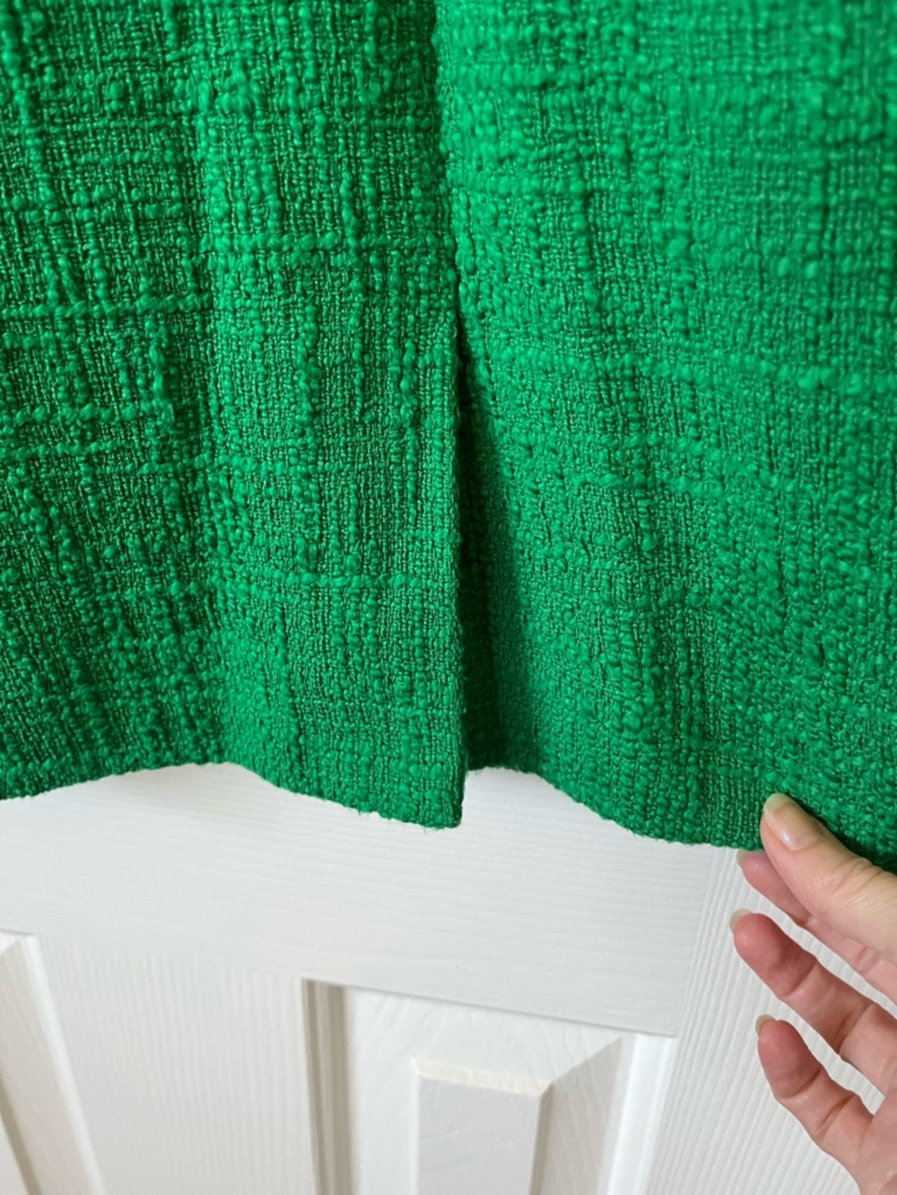 J. Crew size 2P green textured tweed sheets dress with navy blue scalloped trim - Picture 11 of 13